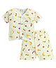 Little Angels Cotton Half Sleeves Fruits Printed Coordinating Shirt & Short Set - Yellow