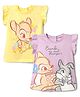 Babyhug Disney Single Jersey Knit  Frill Sleeves T-Shirts With Bambi & Thumper Graphics Pack Of 2- Yellow & Lilac