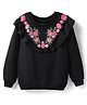 Pine Kids 100% Cotton Full Sleeves Floral Printed Sweatshirt With Frill Design - Black