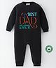 BLUSHES 100% Cotton Fathers Day Theme Full Sleeves Best Dad Ever Text Printed Romper - Black