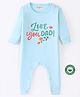 BLUSHES 100% Cotton Fathers Day Theme Full Sleeves Love You Dad Text Printed Romper - Aqua Blue