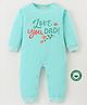 BLUSHES 100% Cotton Fathers Day Theme Full Sleeves Love You Dad Text Printed Romper - Sea Green