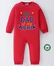 BLUSHES 100% Cotton Fathers Day Theme Half Sleeves My Dad Is My Hero Text Printed Romper - Red