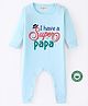 BLUSHES 100% Cotton Fathers Day Theme Half Sleeves I Have A Super Papa Text Printed Romper - Aqua Blue