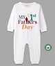 BLUSHES 100% Cotton Fathers Day Theme Half Sleeves My 1st Fathers Day Text Printed Romper - White