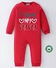 BLUSHES 100% Cotton Fathers Day Theme Half Sleeves I Love My Papa Text Printed Romper - Red