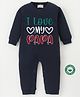 BLUSHES 100% Cotton Fathers Day Theme Half Sleeves I Love My Papa Text Printed Romper - Navy Blue