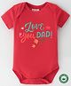 BLUSHES 100% Cotton Fathers Day Theme Half Sleeves Love You Dad Text Printed Onesie - Red