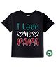 BLUSHES 100% Cotton Fathers Day Theme Half Sleeves I Love My Papa Text Printed Tee - Black