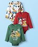 Babyhug Disney Interlock Knit Full Sleeves Onesies with Mickey Mouse & Friends Graphics Pack of 3 - Green Red & White
