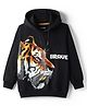 Pine Kids Cotton Knit Full Sleeves Hooded Sweatshirt With Tiger Print - Black