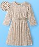 Hola Bonita Knit Full Sleeves Party Dress with Sequin & Belt- Golden