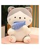 CuddleNest Cat with Fish Soft toy - Height 30 cm