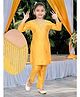 Pehanaava Silk Blend Three Forth Sleeves Hand Work Rhinestone Embellished Kurta & Pant Set - Yellow