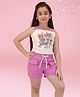 Cutecumber Knitted Sleeveless Butterfly Printed Top & Shorts Set - Purple