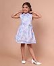 PINK MERMAID Linen Knit Sleeveless Leaves Printed Shirt Style Dress - Purple