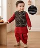 Babyhug Woven Full Sleeves Dhoti & Kurta Set With Embroidered Jacket - Red & White