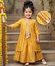 Babyhug Woven Three Fourth Sleeves Lehenga & Choli With Cape Set Lace & Sequin Detailing - Yellow