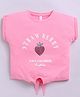 giniekids Cotton Blend Sleeveless Strawberry Puff Printed Crop Top - Pink