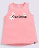giniekids Pure Cotton Half Sleeves Floral & Smiley Originals Text Printed Top - Peach