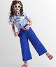 Ollington St. Woven Half Sleeves Floral Printed Front Open Top & Trouser Set - Multicolor