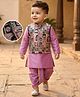 Babyhug Woven Full Sleeves Kurta Dhoti Set With Embroidered Jacket - Lavender