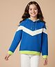 Pine Kids Cotton Knit Full Raglan Sleeves Hooded Sweatshirt With Cut & Sew Design - Blue