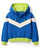Pine Kids Cotton Knit Full Raglan Sleeves Hooded Sweatshirt With Cut & Sew Design - Blue