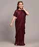 SHRITHI Fashion Fab Sinker Woven Sequins Embellished Wrap Around Saree With Unstitched Blouse Piece - Wine