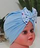 BABY Charm Cotton Bow Applique Turban Head Wrap - Sky Blue