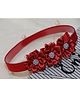 BABY Charm Floral Applique Detailed Stones Embellished Headband - Red