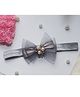 Baby Charm Bow Applique Detailed Pearls & Stones Embellished Headband - Grey