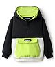 Pine Kids Cotton Knit Full Sleeves Hooded Sweatshirt With So What Print & Kangaroo Pockets - Black & Green
