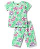 Babyhug Cotton Knit Half Sleeves Co-ords Capri Night Suit with Dino Print - Light Green