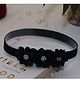BABY Charm Stones Embellished Floral Applique Detailed Headband - Black