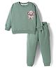 Pepito Knit Full Sleeves Winter Wear Night Suit With Floral Embriodery - Green