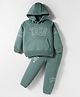Pepito Fleece Knit Full Sleeves Hooded Winter Night Suit with Text Print & Kangaroo Pocket - Mint
