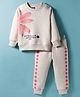 Pepito Knit Full Sleeves Winter Wear Fleece Night Suit With Floral Print - Cream