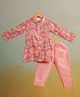 Casa Ninos Cotton Woven Full Sleeves Floral Printed Kurta Pyjama Set - Pink
