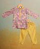 Casa Ninos Cotton Woven Full Sleeves Floral Printed Kurta Pyjama Set - Purple
