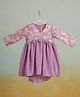 Casa Ninos Cotton Woven Three Fourth Sleeves Floral Printed Tassels Embellished High Low Dress - Purple
