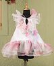 Casa Ninos Organza Woven Sleeveless Floral Printed Dress - Pink