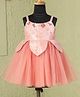 Casa Ninos Organza Woven Sleeveless Victorian Style Floral Printed Dress - Peach