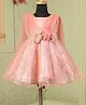 Casa Ninos Organza Woven Sleeveless Victorian Style Floral Printed Trail Dress - Pink