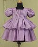 Casa Ninos T-issue Woven Half Puffed Sleeves Textured Layered Dress - Purple