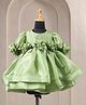 Casa Ninos T-issue Woven Half Sleeves Ruffles Detailed Layered Dress - Green