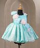 Casa Ninos Satin Woven Sleeveless Floral Applique Detailed Dress - Blue