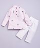 Kiwi Cotton Knit Full Sleeves Cycles Embroidered Kurta Pyjama Set - Pink & White
