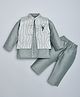 Kiwi Cotton Full Sleeves Solid Kurta Pyjama With Threadwork Embroidered & Floral Applique Detailed Jacket Set - Olive Green