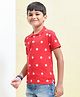 Kiwi Cotton Half Sleeves Stars Printed Polo Tee - Red